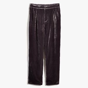 Madewell Velvet Tapered Pleat Pull-On Pants